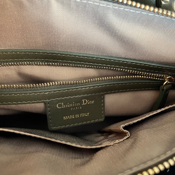 Dior Dark Olive Green Cannage Leather Granville Polochon Satchel - Picture 9 of 14